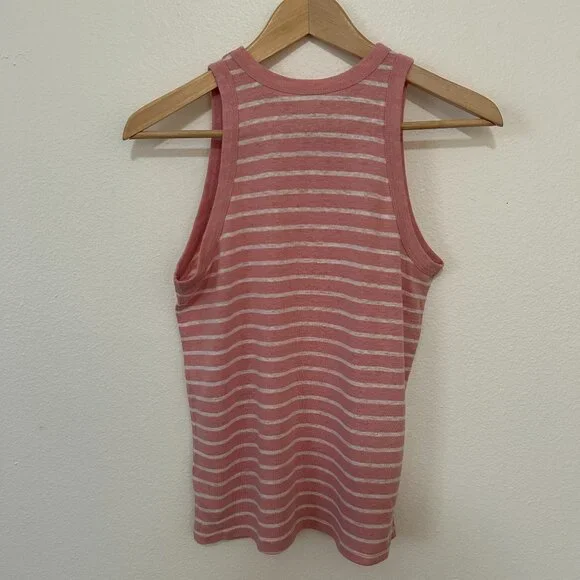 A New Day | Coral and White Striped Tank Top, size S - Picture 2 of 5